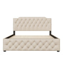 Upholstered Platform Bed With Trundle And 2 Sets Of USB Ports On Each Side, Fabric by Unique Piece Furniture