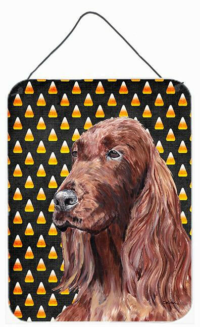 Irish Setter Halloween Candy Corn Aluminium Metal Wall or Door Hanging Prints