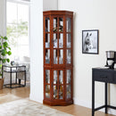 Corner Curio Cabinet With 5 Shelves And Lighting System