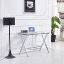 Transparent Glass Computer Desk With Rounded Edges, Tempered Glass Laptop Table - Clear by Unique Piece Furniture