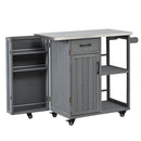 Outdoor Kitchen Island Fir Wood Prep Station with Stainless Steel Top