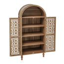 Tall Kitchen Pantry Cabinet With Hollow Carved Doors Adjustable Shelves Versatile Storage Cabinet For Kitchen - Walnut by HouseOfZazla