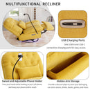 270 Degree Swivel Power Recliner with Voice Control, Bluetooth Music Player,USB Ports, Atmosphere Lamp, Hidden Arm Storage and Mobile Phone Holder for Living Room, Bedroom, Apartment, Yellow