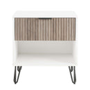 Dumbo - Fluted Nightstand With 1 Drawer - Gray / White by HouseOfZazla