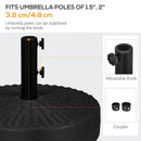 64 lbs. Fillable Umbrella Base with Steel Umbrella Holder, Round Umbrella Stand for 1.5" or 2" Umbrella Poles, Heavy Duty for Outdoor, Lawn, Deck, Poolside, Black