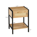15.74" Rattan End table with drawer, Modern nightstand, metal legs,side table for living room, bedroom,natural(1 pc)