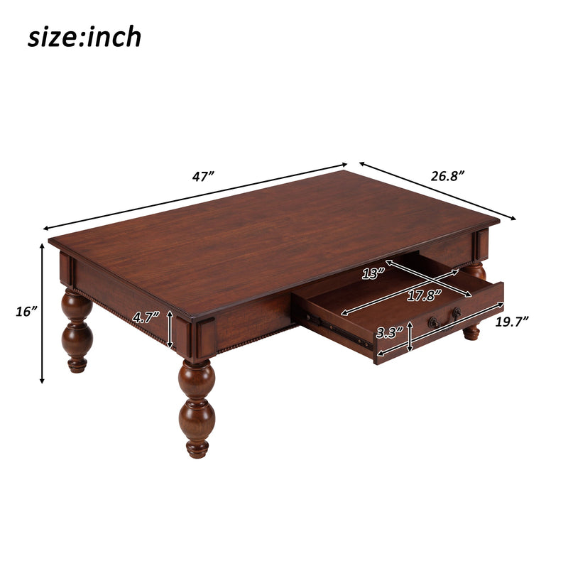 Rectangular Wooden Coffee Table with Storage Drawer, photo 8 of 10