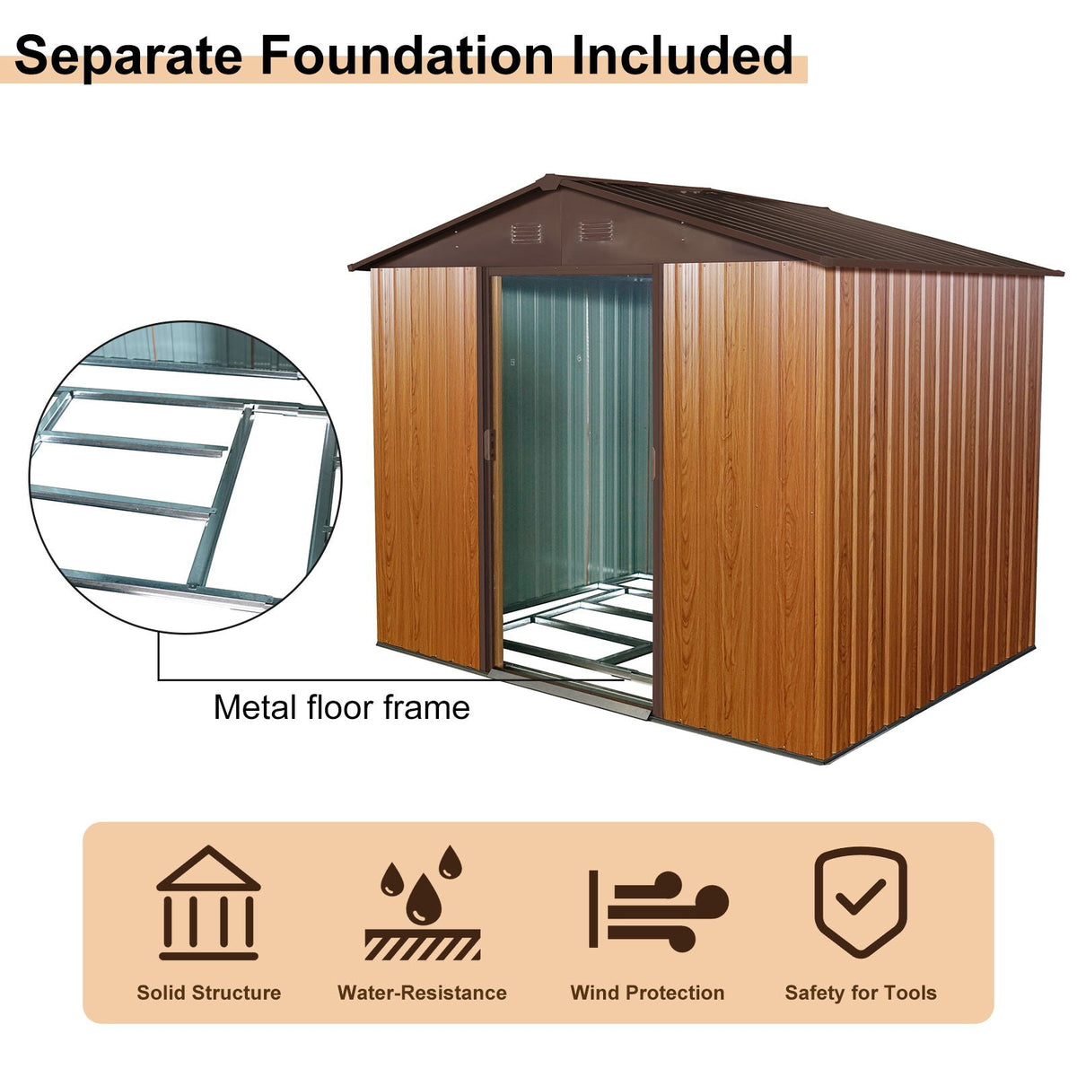 Outdoor Metal Storage Shed With Floor Base, photo 40 of 40
