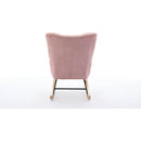 Modern Nursery Rocking Chair Upholstered Glider Chair with High Backrest Rocker Accent Armchair with Solid Wood Legs for Nursery Bedroom Living Room Teddy(Pink)