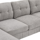 U-Shaped Sectional Sofa 103.5" Fabric Couch With Dual Chaise Lounges, Storage Pockets, Armrest Pillows