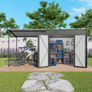 Lean To Shed With Open Sided Pergola, Outdoor Storage Shed & Attached Hardtop Gazebo Combo - Gray by HouseOfZazla
