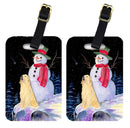 Snowman with Golden Retriever Luggage Tag