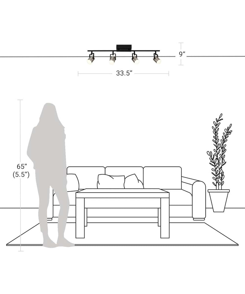 Catalina Modern 4 Light LED Track Light Kit, 33"Wide, Matte Black & Brushed Nickel Finish