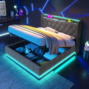 Upholstered Bed, 360 Surround LED Function, Remote Control, Hydraulic Storage Bed With USB, Type-C Charging (Without Mattress) by HouseOfZazla