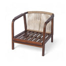 Outdoor Lounge Chair With Woven Backrest, Solid Wood Frame, Comfortable Cushions