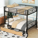 Full Size Convertible Bunk Bed With 2 Drawers Durable - Black by HouseOfZazla