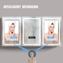 60x30 Inch LED Bathroom Medicine Cabinet Surface Mount Double Door Lighted Medicine Cabinet, Medicine Cabinets for Bathroom with Mirror Defogging, Dimmer Black