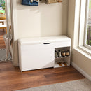 Modern Design Entryway Bench With Adjustable 3 Tier Flip-Up Drawers And Hidden Cabinet - White by HouseOfZazla