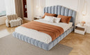 Velvet Upholstered Queen Bed with Shell-Shaped Headboard by HouseOfZazla