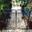 Metal Garden Arch With Gate High Climbing Plants Support Rose Arch Outdoor - Black by HouseOfZazla