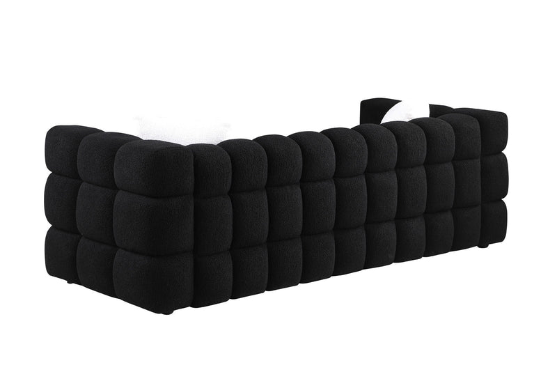 84.3 length, 35.83" deepth, human body structure for USA people, marshmallow sofa,boucle sofa, White color,3 seater
