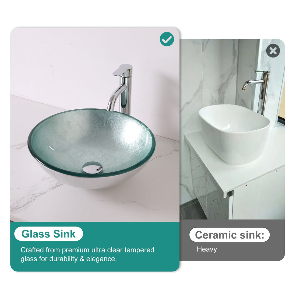 Artistic Tempered Glass Vessel Sink With Pop Up Drain, photo 30 of 32