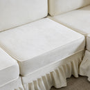 L-Shaped Sectional Sofa With Removable Ruffled Skirt, Flared Arms, Ottoman - White by HouseOfZazla
