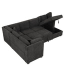 U-Shaped Sectional Sofa Pull Out Sofa Bed With Two USB Ports, Two Power Sockets, Three Back Pillows And A Storage Chaise For Living Room by HouseOfZazla