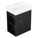 20 Inch Bathroom Vanity with Ceramic Sink, Diamond Pattern Door Design