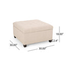 Upholstered Tufted Fabric Storage Ottoman, Wheat by HouseOfZazla