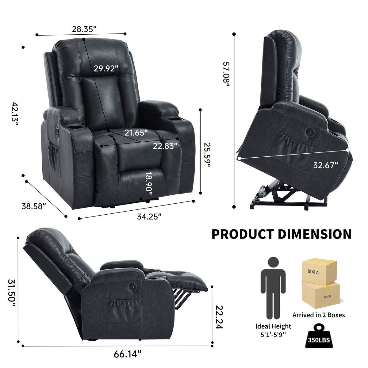 Dark Recliner with Power Lift Assistance, photo 3 of 10