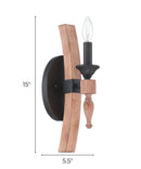 Glenwood 5"W 1-Light Aged Bronze and Distressed Oak Finish Wall Sconce Light Fixture