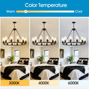12-Light Black Wagon Wheel Chandelier, 31.5" Modern Farmhouse Glass Pendant
