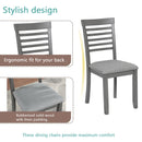 5 Piece Modern Dining Set, Rectangular Wooden Dining Table with 4 Upholstered Chairs for Kitchen, Dining Room, Gray