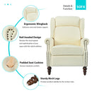 Push Back Recliner Chair Upholstered With Classic Wing Back And Solid Gourd-Shaped Legs by HouseOfZazla