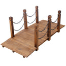 5 Ft Wooden Garden Bridge, Stained Wood Arc Footbridge