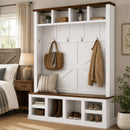 Farmhouse Hall Tree with Bench and Shoe Storage