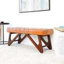 Mia - Bench With Buttons - Brown / Rustic by HouseOfZazla