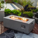 Propane Gas Fire Pit Table, 50000 Btu Rectangular With Glass Wind Guard For Outside - Gray by HouseOfZazla