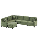 Upholstered U-Shaped Sectional Sofa With Movable Ottoman And Side Storage Pockets by HouseOfZazla