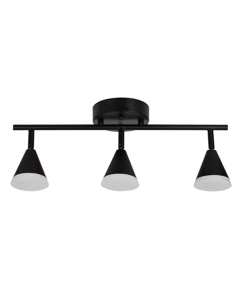 Alsy 19"W 3-Light LED Track Bar Modern Light Fixture, Matte Black with Frosted Acrylic Shades