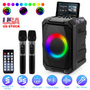 Portable Wireless Party Speaker | LED Lights, 2 Wireless Mics, Remote, TWS & Guitar Input