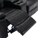 Home Theater Seating Manual Recliner Loveseat With Hide-Away Storage, Cup Holders And Led Light Strip For Living Room by HouseOfZazla
