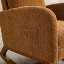 25.4"W Rocking Chair for Nursery, High Back Glider Chair with Retractable Footrest, Side Pocket, Rocking Accent Armchair with Rubber Wood Legs for Living Room/Bedroom.Caramel