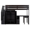 Loft Bed With Stairs, Bookshelf, Drawers, Desk & Wardrobe, Space Saving Multifunctional Furniture by HouseOfZazla