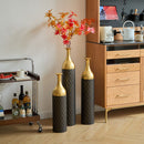 Elegant Floor Vase Set Metal Decorative Vases 3 Piece Set For Floral Display, Wedding & Gift Decor - Gold / Black by HouseOfZazla