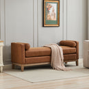 Elegant Upholstered Bench Daybed Ottoman With Bolster Pillows
