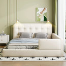 Queen Size Upholstered Platform Bed With 2 Reading Lights - White by HouseOfZazla