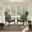 All Weather Armchairs With Cushions, Sculptural Design (Set of 2) - Gray / Khaki by HouseOfZazla