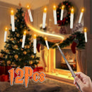 12Pcs Flameless Floating Candles LED Magic Hanging Candle Light Battery Operated Flickering Warm Light Window Candle With Magic Wand Remote for Hallow